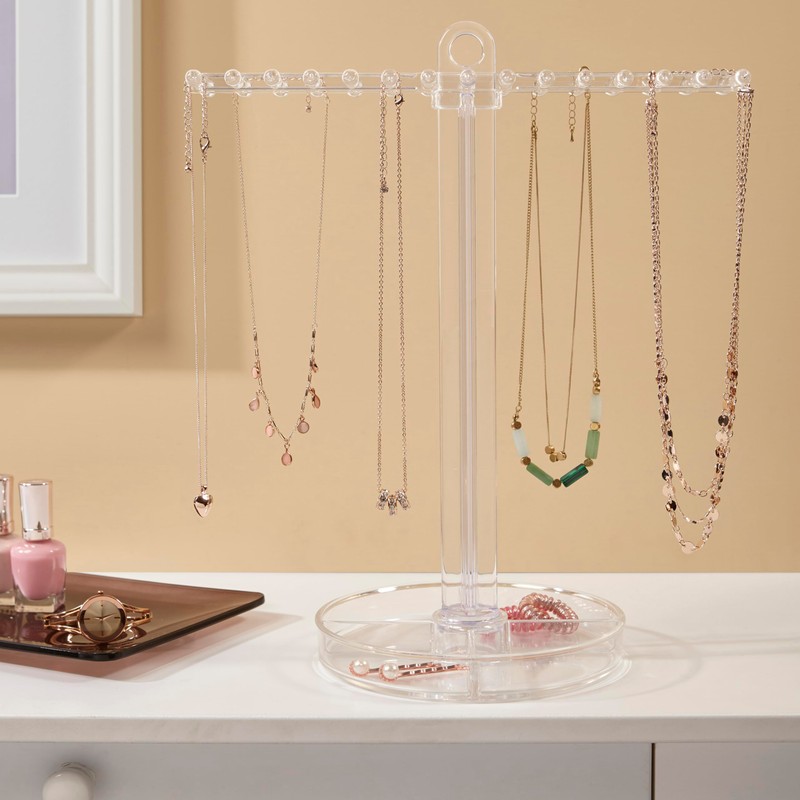 STORi 30 Peg Necklace Holder with Organizer Tray, Premium Quality