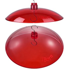 iBorn 13-inch Hummingbird Feeders Baffle, Weather Guard, for Hanging Bird Feeder for Outdoors Rain Guard, Chew-Proof Polycarbonate, Pack of 2, Red
