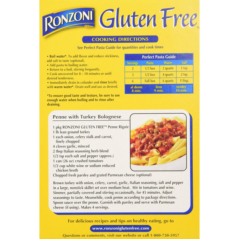 Ronzoni Gluten Free Penne Rigate Pasta (Case of 8)