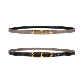 LumiSyne Women Leather Belt Reversible Two Color Thin Belt Pin Buckle Adjustable Decorative Waistband For Jeans Dress Coat