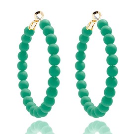 Beaded Hoop Earrings for Women Bohemian Beaded Earrings Circle Round Dangle Earrings for Girls Jewelry Gifts (green)