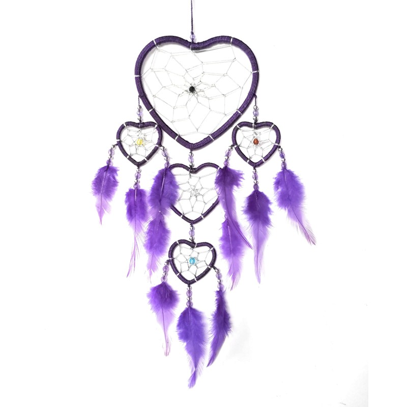 Purple heart dream catcher for girls, lovely wall or ceiling
