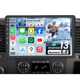 64GB QLED Car Radio for Chevy Silverado Tahoe Equinox GMC Sierra Yukon 2007-2013: 10.1inch HD Touch Screen Wireless Carplay Android Auto 5GWiFi Bluetooth5.0 Backup camre/SWC/FM/GPS