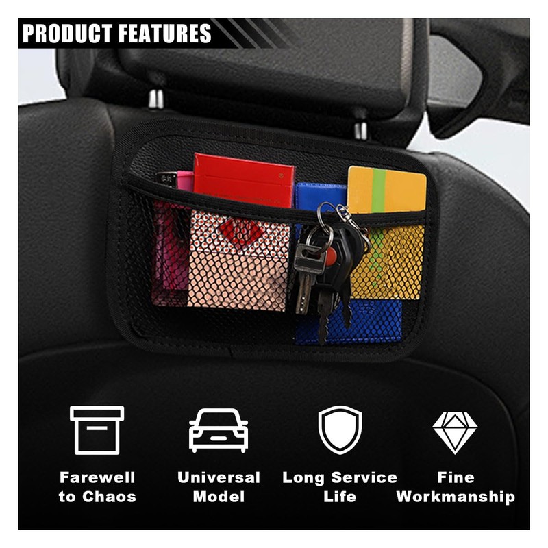 smilfuy 2PCS Car Net Pocket, Car Sticky Organizer Mesh Pocket