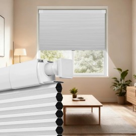 No Drill Smart Home Window Blinds No Tools No Drilling Install Cellular Shades Cordless Blackout Honeycomb Blindscolor: Blackout White, size: 26"W x 55-57"L