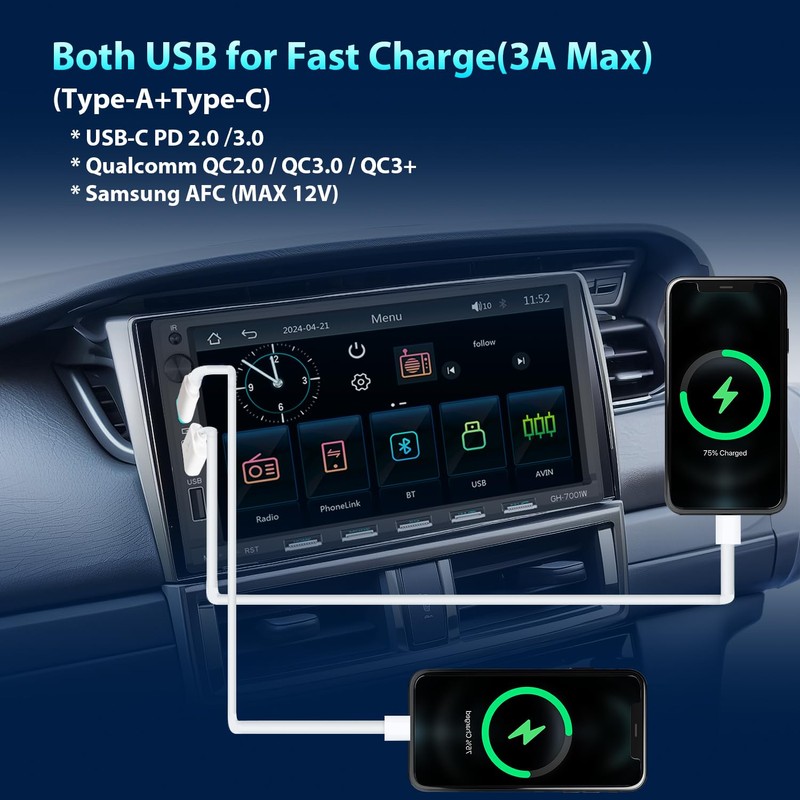 Alondy Double Din Car Stereo with 7" Touchscreen Compatible with