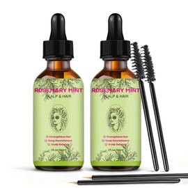 Rosemary Oil for Hair Growth – 2pcs Scalp & Hair Strengthening Oil with Mint & Biotin – Lightweight, Non-Greasy Formula – Promotes Thicker, Fuller Hair，60ml 2fl.0z