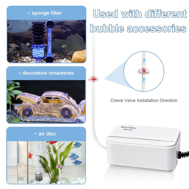 Boxtech Fish Tank Air Pump - Ultra-Quiet Aquarium Aerator for