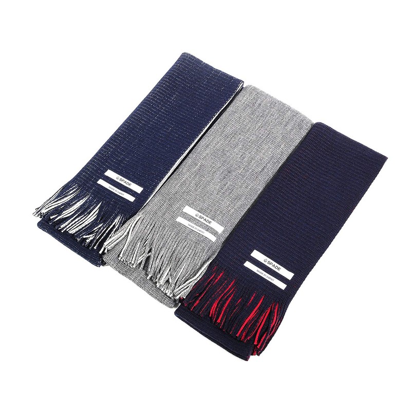 Spade w211 Men's Striped Scarf, Reversible Made in Japan, Front: