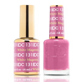 DND DC Gel Polish Set, Pink Collection, UV/LED GelPolish and Air Dry Nail Lacquer, Matching Chip-Free Polish Duo, 131 White Magenta, 0.5 Fl Oz Each