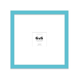 Quadratischer Bilderrahmen, 15,2 x 15,2 cm, mit Passepartout oder 15,2 x 15,2 cm ohne Passepartout, Wandbehang und freistehender Bilderrahmen, Türkis, 1 Packung