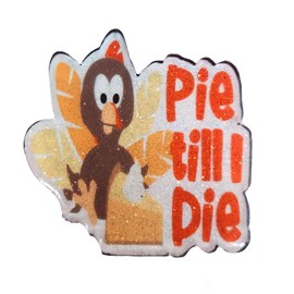 Fall Badge Reel, Pie Till I Die, Glittery Thanksgiving Turkey, Interchangeable Badge Reel for Nurse, Teacher, Office (Topper With Alligator Clip)