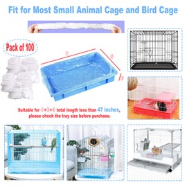 Niwaes 100Pcs Disposable Rabbit Cage Liner, 26'' X 18'' Plastic Guinea Pig Cage Liners Bag Elastic Small Animal Toilet Film, Clear Crate Tray Covers for Bunnies Ferret Hamster
