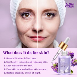 ANAI RUI Bakuchiol Serum Smoothing Face Serum with Hyaluronic Acid & Peptide Sensitive Skin Bakuchiol Serum 1Fl.Oz