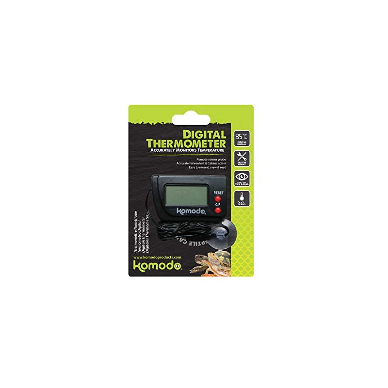 Komodo Digital Thermometer, Digital Thermometer for Reptile Habitats,Black