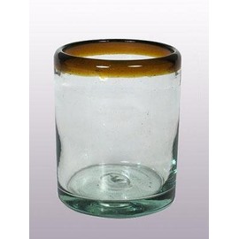 Mexican Blown Glass Tumblers Amber Rim (Set of 6)