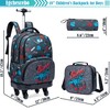 Egchescebo Kids Rolling Backpack for Boys Fossil Dinosaurs Suitcases Trolley