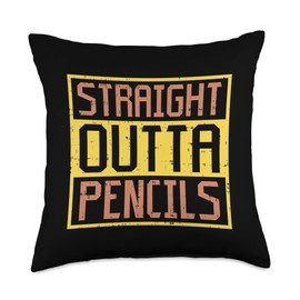 Straight Outta Pencils Funny Art Drawing Sketch Artist Gift Throw Pillow