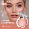 Pink Shimmer Highlighter Makeup, Natural Peach Blush Highlight Palette, Silky