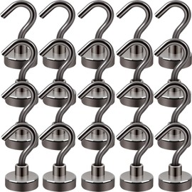 Neosmuk Magnetic Hooks,30lb+ Heavy Duty Earth Magnets with Hook for Refrigerator, Extra Strong Cruise Hook for Hanging, Magnetic Hanger for Cabins, Grill (Gunblack, 20 Pack)