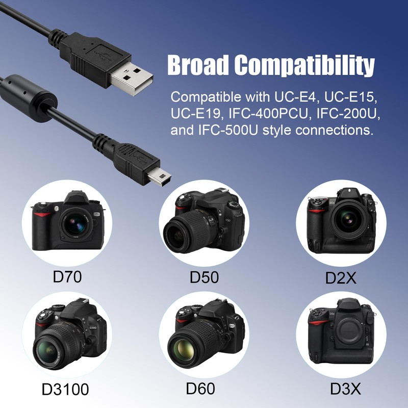 AZJCKEW Mini USB Camera Cable Replacement for Nikon UC-E4 &