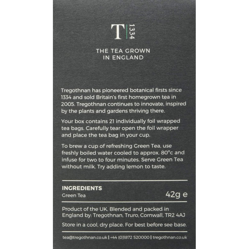 Tregothnan Green Tea 21 Sachet Box