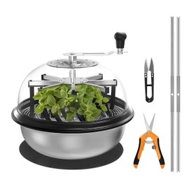 iPower Bud Leaf Bowl Trimmer 16, Clear Visibility Dome with Sharp Stainless Steel Blades and Hand Pruner for Hydroponics Plants, Twist Spin Cutting Leaves, Buds, Flowers