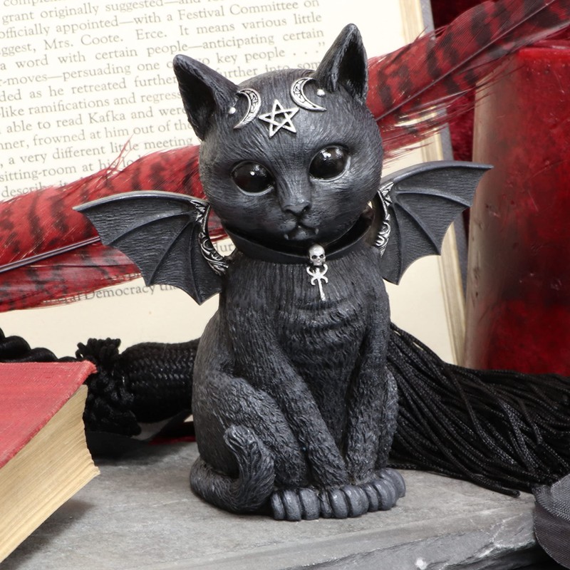 Nemesis Now B5149R0 Malpuss Winged Occult Cat Figurine, Polyresin, Black