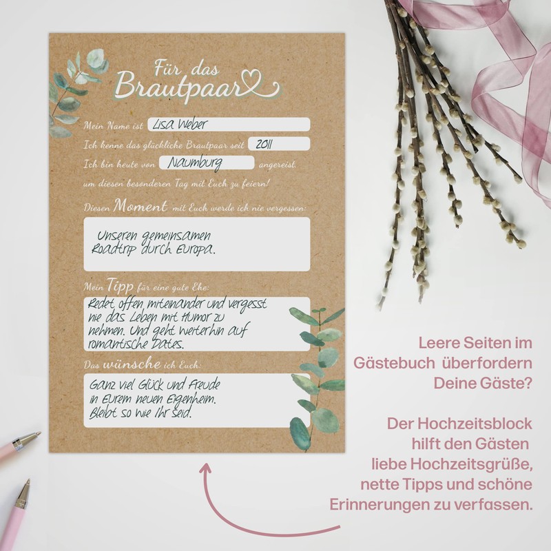 CreativeRobin Wedding game and guest book cards for 50 guests
