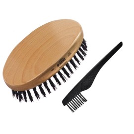 Kent MG2 Boar Bristle Hair Brush for Men, Military Brush with Natural Boar Bristles for Mens Grooming for Fine Hair, 360 Wave Brush Travel Hair Brush