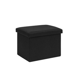 B FSOBEIIALEO Folding Storage Ottoman Cube Linen Ottomans for Living Room, Bedroom, Home Office, Dorm Storage Footrest Black 16.5"x12.6"x12.6"