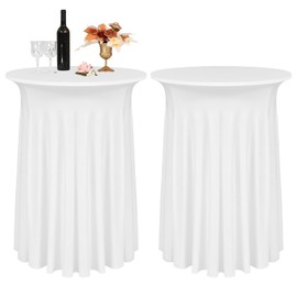 Lumaycens 2 Pack Cocktail Table Covers with Skirt 32x43in White Table Cloth