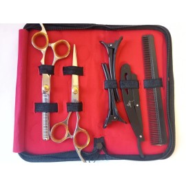NOMI BROTHERS 5Pcs Hair Cutting Scissors Set – Barber Shears Kit with Clips & Comb