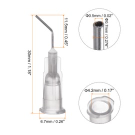 sourcing map 100pcs Blunt Tip Dispensing Needles, 22 Gauge 45 Degrees Bent Dispensing Tips 0.45" End Angled Dispenser Needle with Luer Elbow Blunt Needle for Oil or Glue Applicator, Gray