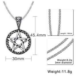 LAFATINA Pentacle Star Pendant Necklace for Men, Powerful Pentacle Wicca Traditional Seal Solomon Pendant Necklace