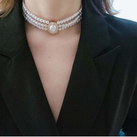 Aleasha 3 Row Pearl Necklace Faux Pearl Necklace Choker White Pearl Choker Women Gold Wedding Bridal Jewelry Gifts