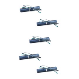 EYE ZOOM 5 Pack Slim Metal Reading Glasses with Tube Case for Men and Women, Navy Blue +3.50