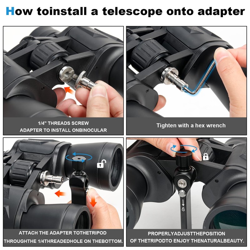 Fooletu Binocular Tripod Adapter, 1/4" Threading for 7x35 to 30x60