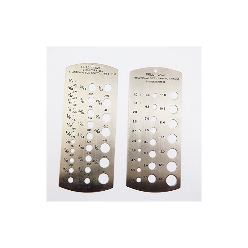 EEToolsSet® 2 Stainless Steel Drill Gauges Metric & Imperial Gauge