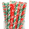 VEYLIN 150 PCS Christmas Paper Straws, Biodegradable Paper Straws for