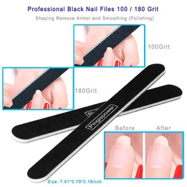 Pingispower Nail Files and Buffers, 17PCS Professional Nail File kit for Nail Art Enthusiasts and Nail Technicians, 100/180 & 600/3000 Grit Nail Files, Dual Sided Washable Reusable Manicutr Tool Ket