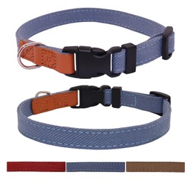 WDPAWS Pet Collar Small Dog Collar Dog Collar Dog Collar Puppy Adjustable Collar for Dogs and Cats Ultra Lightweight Denim (Blue, XS)