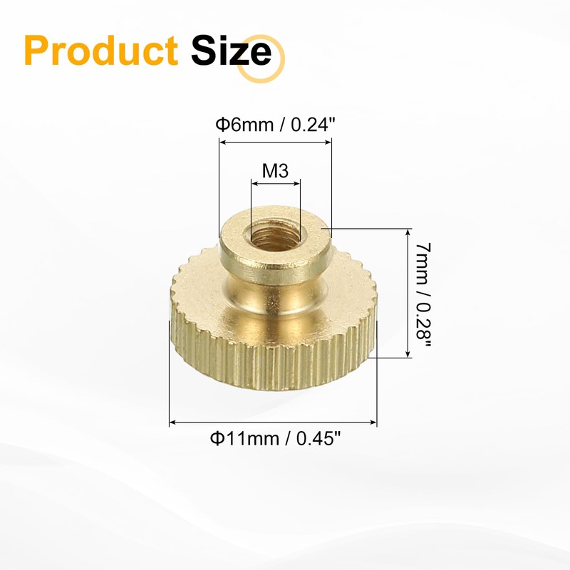 sourcing map Knurled Thumb Nuts, 18pcs M3 x D11mm x