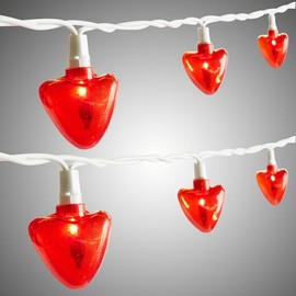 Nantucket Valentine's Day Red Hearts Heart String Lights ~ 20 Light String
