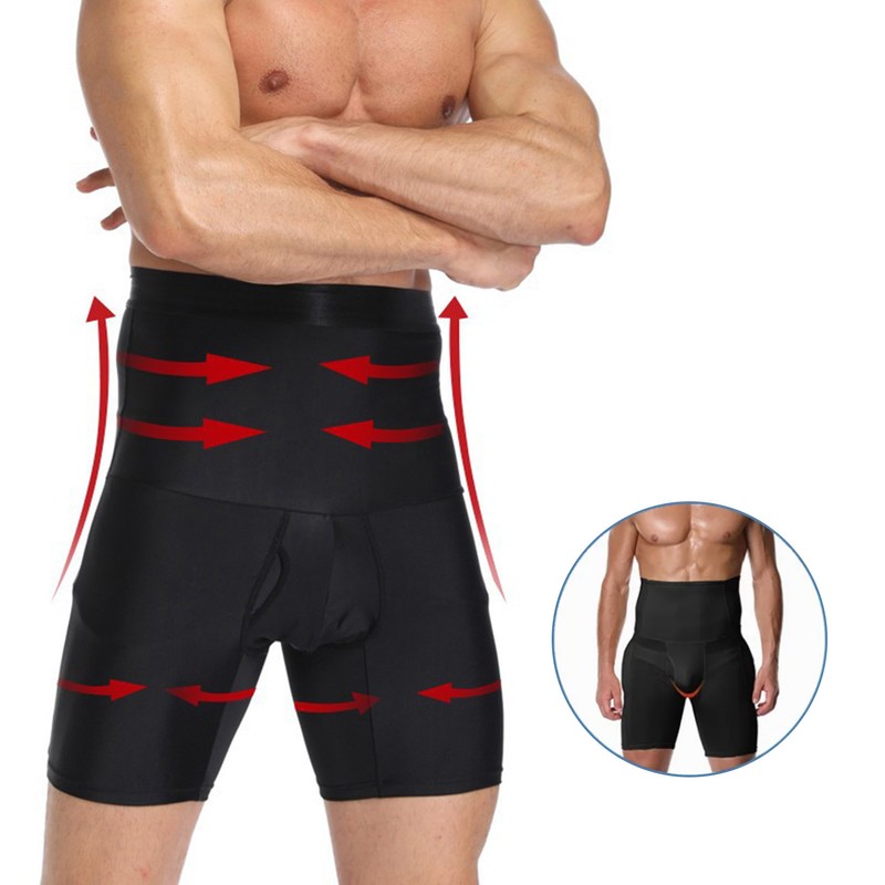 Men Tummy Control Shorts Soft Stretchy Breathable Men High Waist