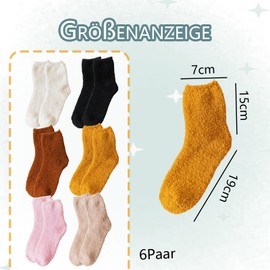 oooaooo 6 Pairs of Cuddly Socks, Women's Bed Socks, Thick Socks, Winter Socks, Warm Elasticity Sleeping Socks, House Socks for Winter, Christmas, Various Functions and Colours