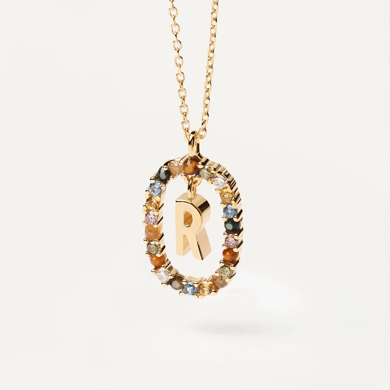 PDPAOLA - Necklace Letter R - 925 Sterling Silver 18k