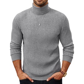 PJ PAUL JONES Mens Turtleneck Mock Turtleneck for Men Turtle Neck Sweater for Men Grey S
