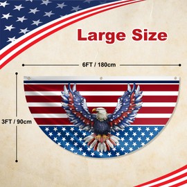 3 x 6Ft Eagle Patriotic American Fan Flags, American Patriotic Half Fan Bunting Flag, 4th of July Independence Day Decorations for Outdoor and Indoor (3)