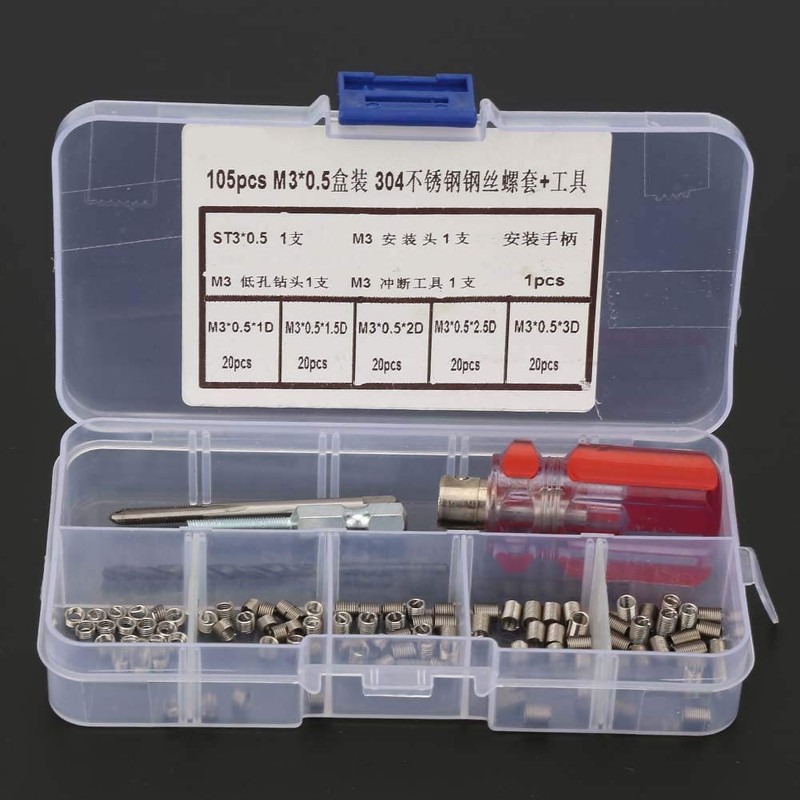 105 Pieces Thread Inserts Repair Kit with Tools Stainless Steel